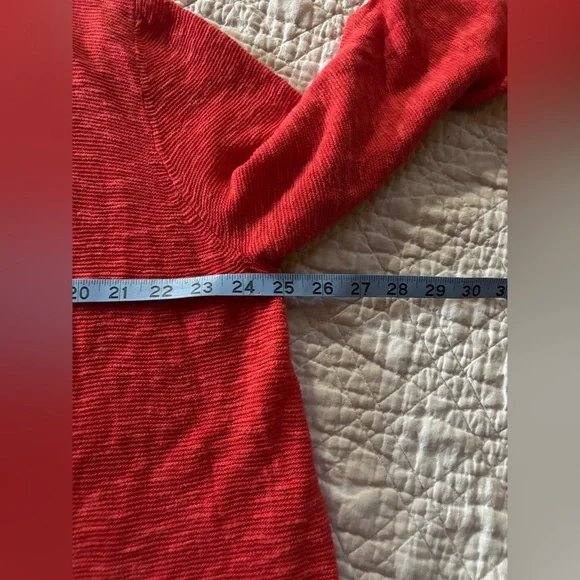 Eileen Fisher Open Front Cardigan Dark Coral Organic Linen & Cotton Slub Sz XL - Picture 6 of 7
